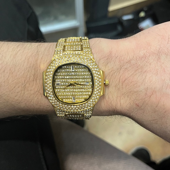 COPY - Mens watch cz diamonds gold premium quality hip hop rapper - Picture 1 of 4
